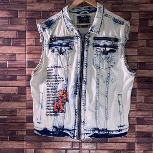 Mens 8ight/Dstrkt XL Acid Wash Denim Vest